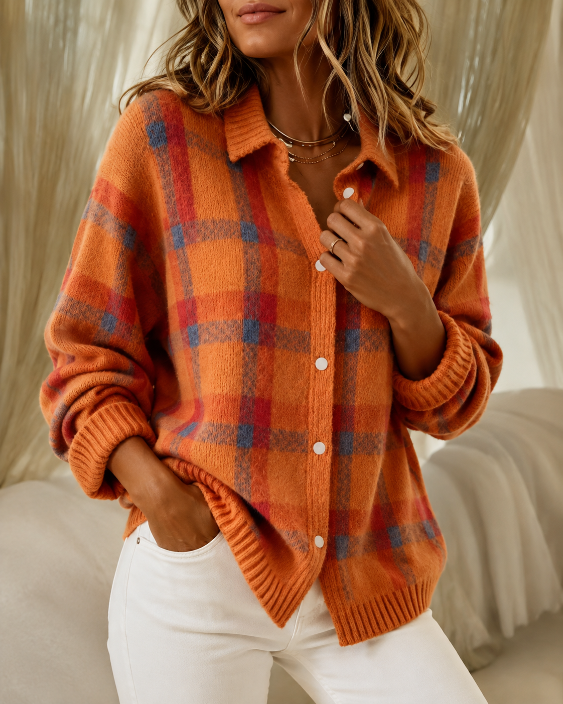 Tesa™ | Checked Knitted Cardigan