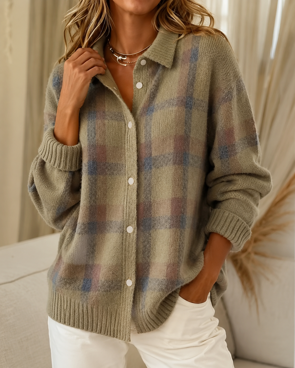 Tesa™ | Checked Knitted Cardigan