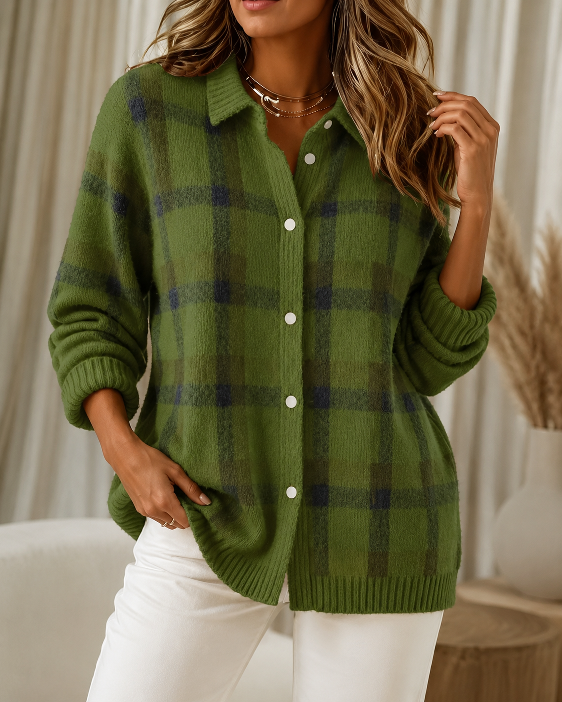 Tesa™ | Checked Knitted Cardigan